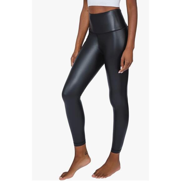 90 Degree Reflex Super High Waist Faux Leather Fleece Lined Leggings Small Black - Picture 2 of 10